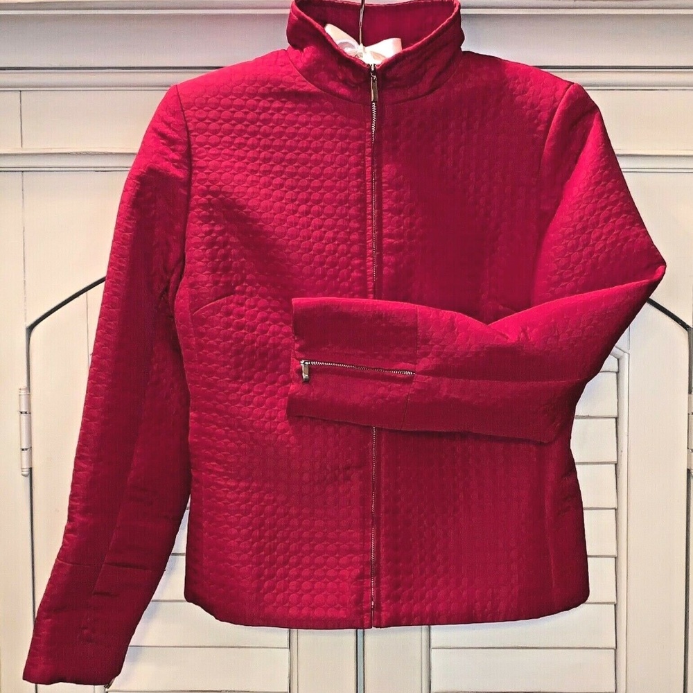 Petite Sophisticate Women's Red Long Sleeve Jacket Size 4 Zipper Closure